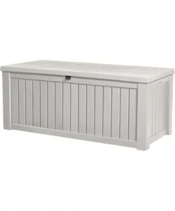 Baule keter "rockwood" in resina bianco, 155x72,4x64,4 cm